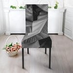 Black And White Banana Leaf Print Dining Chair Slipcover