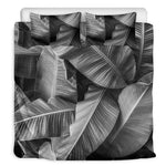 Black And White Banana Leaf Print Duvet Cover Bedding Set