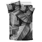 Black And White Banana Leaf Print Duvet Cover Bedding Set