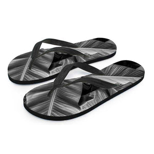 Black And White Banana Leaf Print Flip Flops