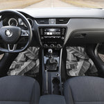 Black And White Banana Leaf Print Front and Back Car Floor Mats