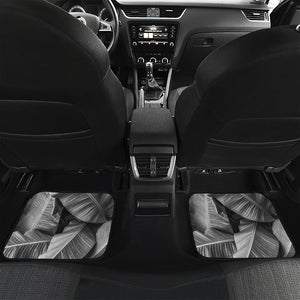 Black And White Banana Leaf Print Front and Back Car Floor Mats