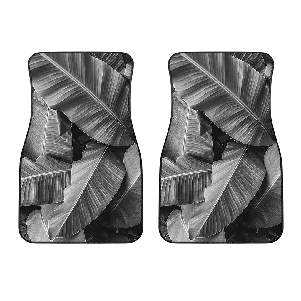 Black And White Banana Leaf Print Front Car Floor Mats