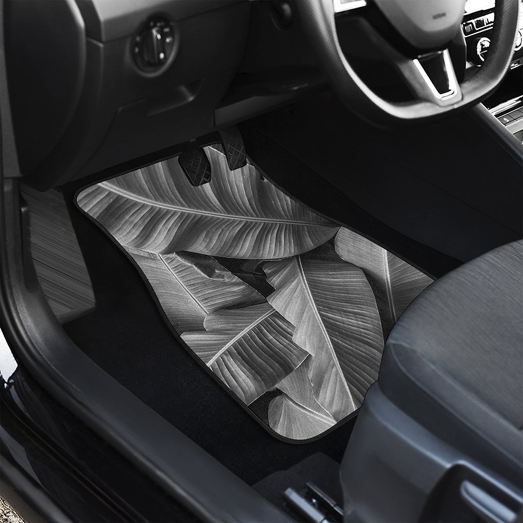 Black And White Banana Leaf Print Front Car Floor Mats