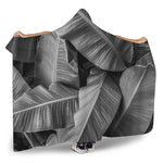 Black And White Banana Leaf Print Hooded Blanket