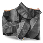 Black And White Banana Leaf Print Hooded Blanket