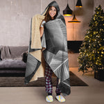 Black And White Banana Leaf Print Hooded Blanket