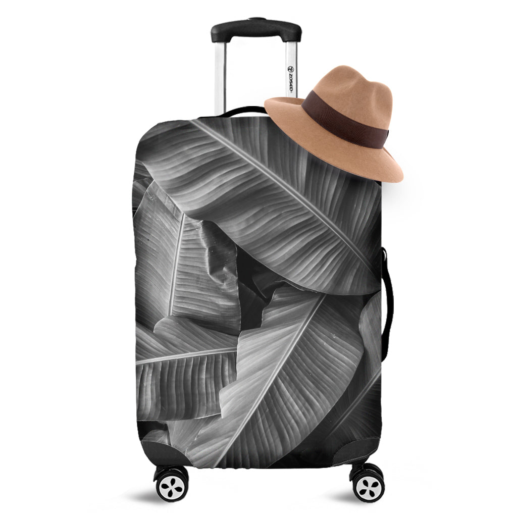 Black And White Banana Leaf Print Luggage Cover