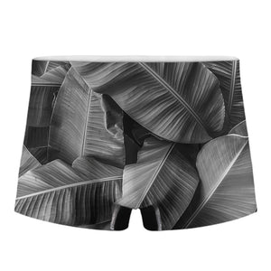 Black And White Banana Leaf Print Men's Boxer Briefs