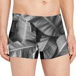 Black And White Banana Leaf Print Men's Boxer Briefs