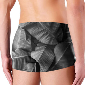 Black And White Banana Leaf Print Men's Boxer Briefs