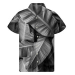 Black And White Banana Leaf Print Men's Short Sleeve Shirt