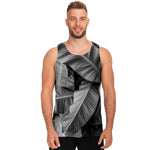 Black And White Banana Leaf Print Men's Tank Top