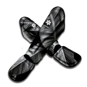 Black And White Banana Leaf Print Muay Thai Shin Guard