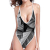 Black And White Banana Leaf Print One Piece High Cut Swimsuit