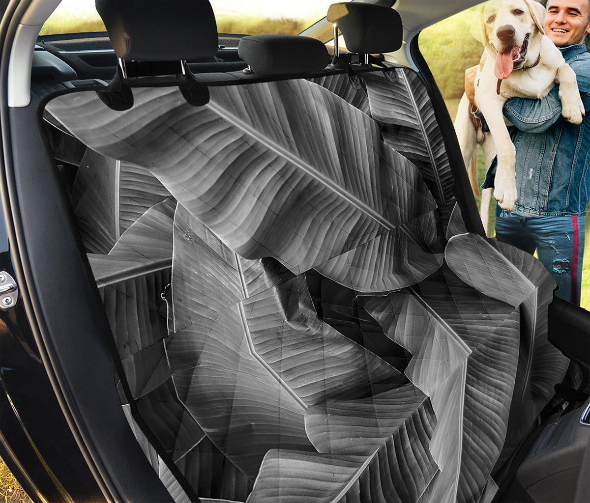 Black And White Banana Leaf Print Pet Car Back Seat Cover