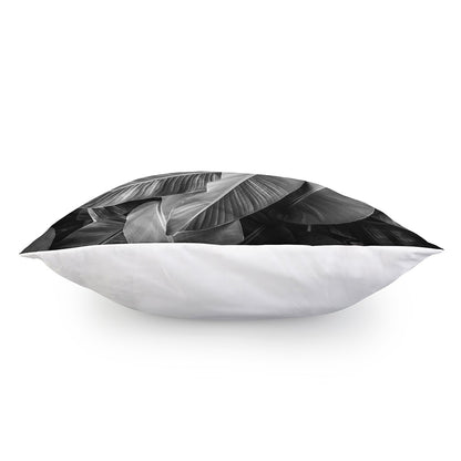 Black And White Banana Leaf Print Pillow Cover