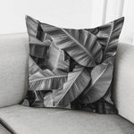 Black And White Banana Leaf Print Pillow Cover