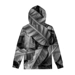 Black And White Banana Leaf Print Pullover Hoodie