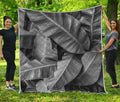 Black And White Banana Leaf Print Quilt