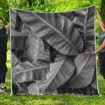 Black And White Banana Leaf Print Quilt