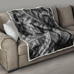 Black And White Banana Leaf Print Quilt