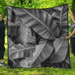 Black And White Banana Leaf Print Quilt