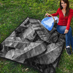 Black And White Banana Leaf Print Quilt