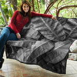 Black And White Banana Leaf Print Quilt