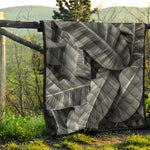 Black And White Banana Leaf Print Quilt