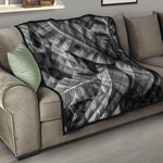 Black And White Banana Leaf Print Quilt