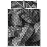 Black And White Banana Leaf Print Quilt Bed Set