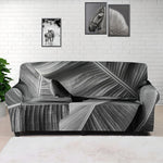 Black And White Banana Leaf Print Sofa Cover