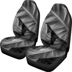 Black And White Banana Leaf Print Universal Fit Car Seat Covers