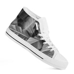 Black And White Banana Leaf Print White High Top Shoes