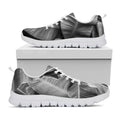 Black And White Banana Leaf Print White Running Shoes