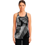 Black And White Banana Leaf Print Women's Racerback Tank Top