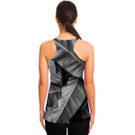 Black And White Banana Leaf Print Women's Racerback Tank Top