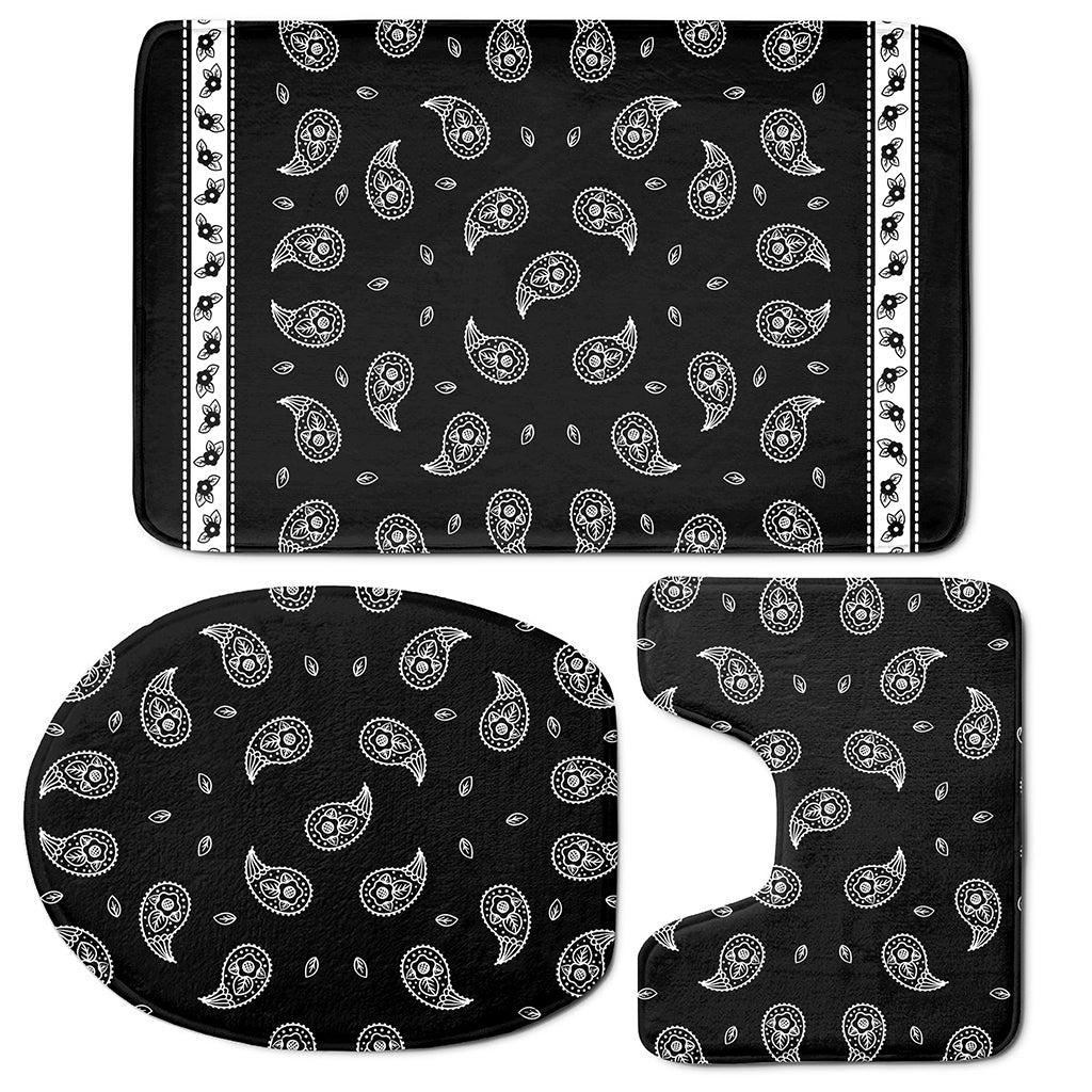 Black And White Bandana Print 3 Piece Bath Mat Set