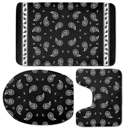 Black And White Bandana Print 3 Piece Bath Mat Set