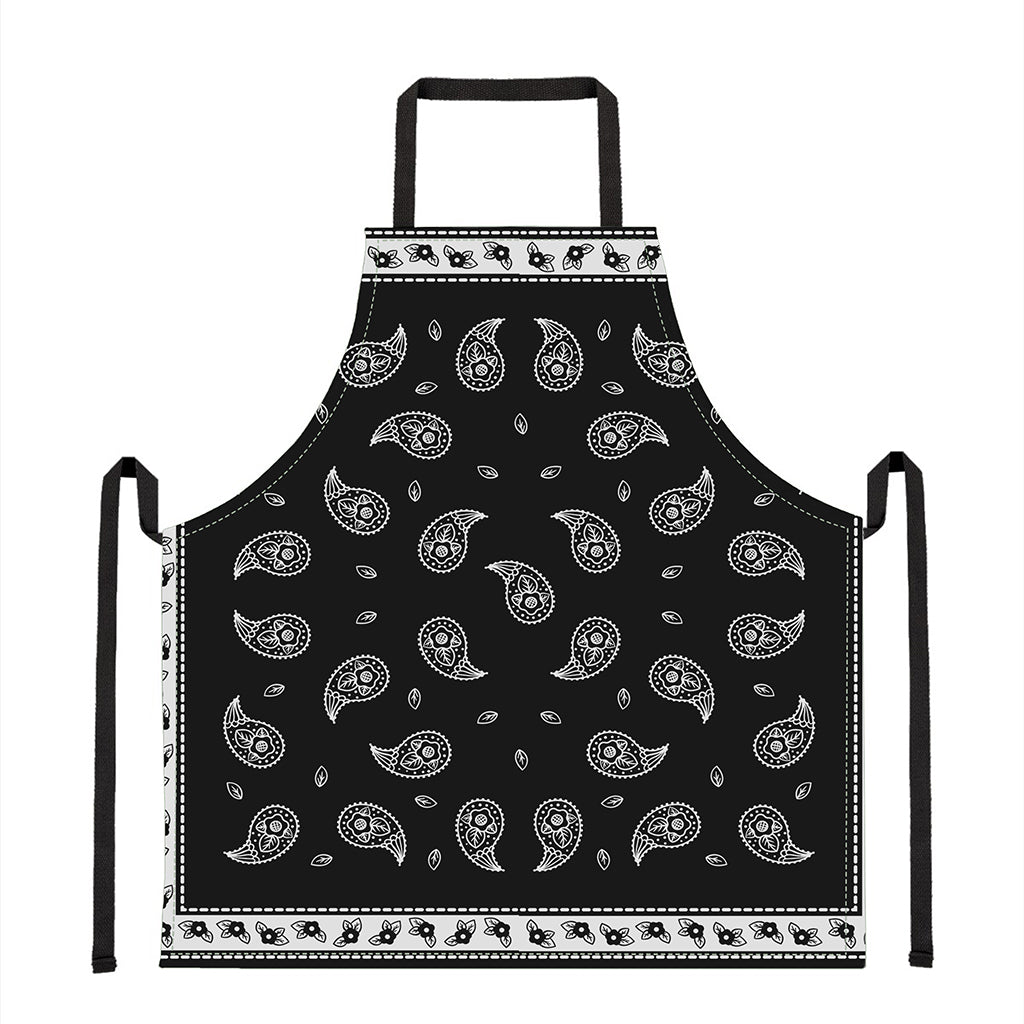 Black And White Bandana Print Apron