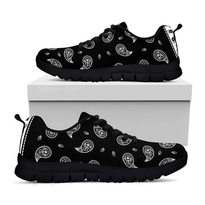 Black And White Bandana Print Black Sneakers