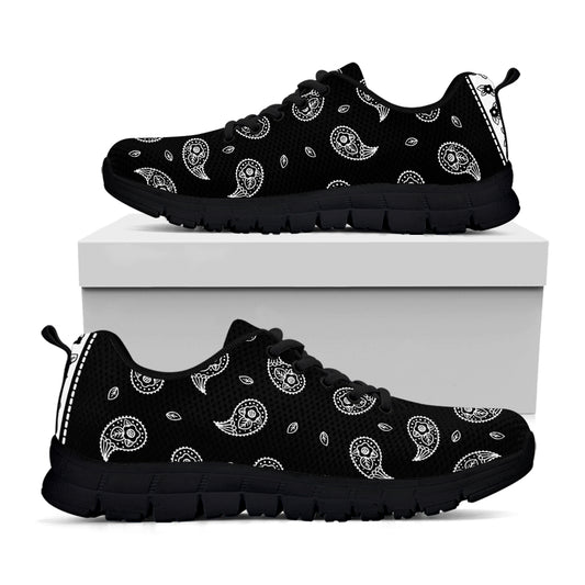 Black And White Bandana Print Black Sneakers