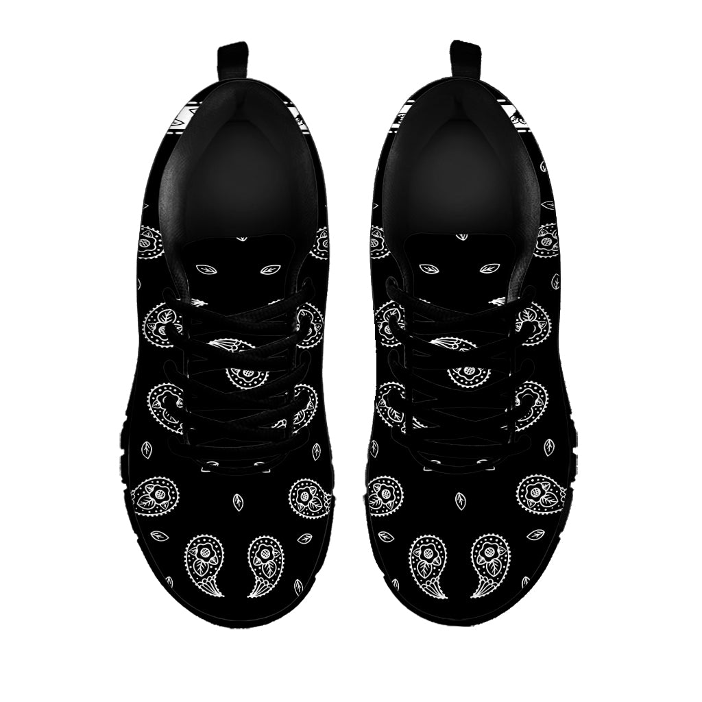 Black And White Bandana Print Black Sneakers