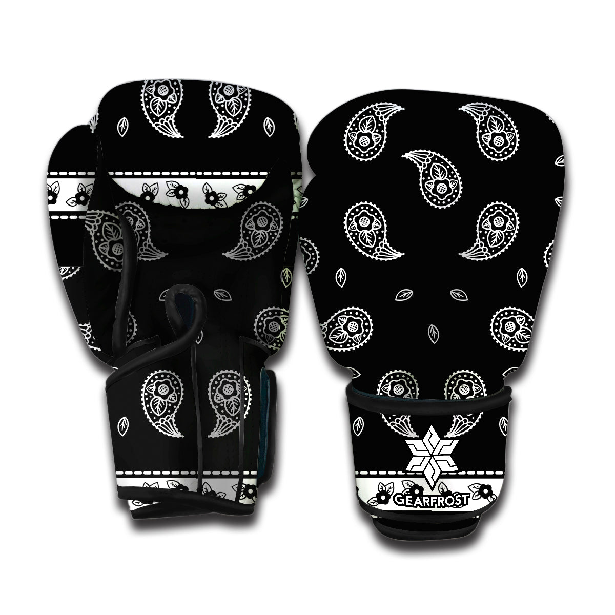 Black And White Bandana Print Boxing Gloves