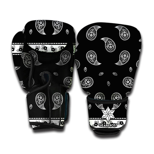 Black And White Bandana Print Boxing Gloves