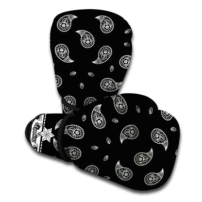 Black And White Bandana Print Boxing Gloves