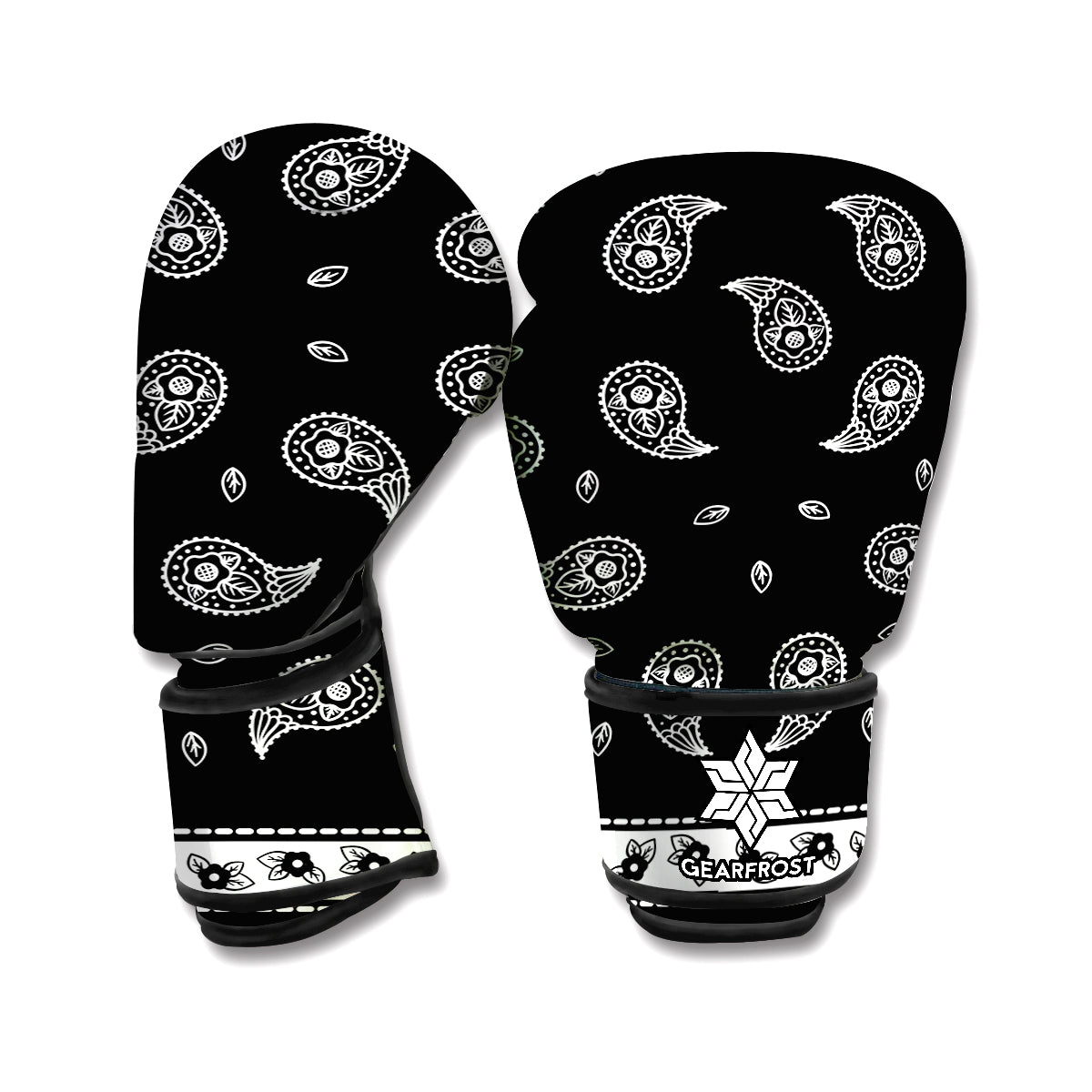 Black And White Bandana Print Boxing Gloves