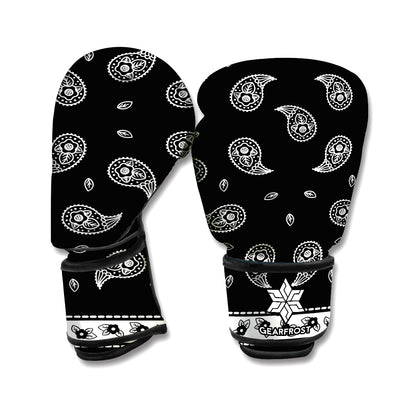 Black And White Bandana Print Boxing Gloves