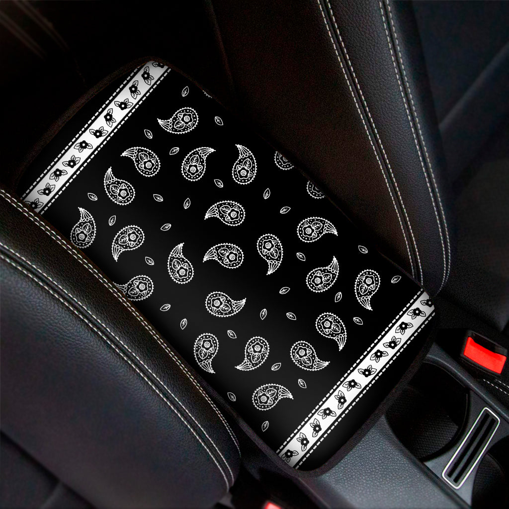 Black And White Bandana Print Car Center Console Cover